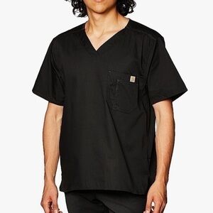 Carhartt Scrubs Top Black Ripstop Utility Short Sleeve Shirt Front Pocket